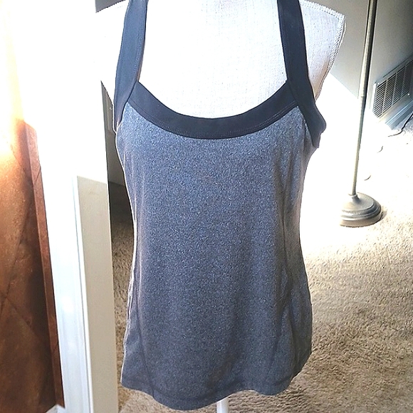 TEK Gear Yoga Athletic Tank Top Grey/Black Built In Bra Size XL - Picture 3 of 12